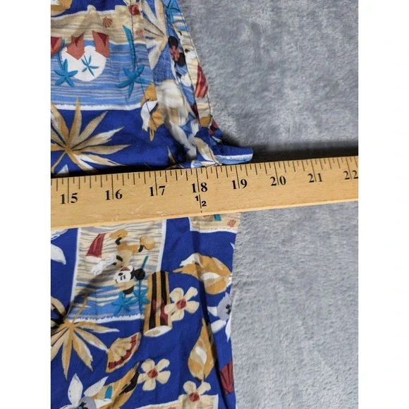 Disney Store Mickey & Minnie Mouse Tropical Aloha Blue Floral Maxi Dress Large - Picture 10 of 11